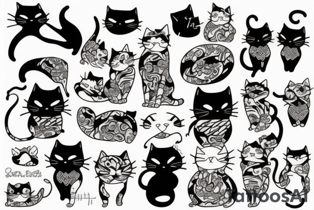 Cat with akatsuki patterns tattoo idea