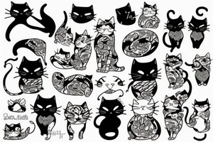 Cat with akatsuki patterns tattoo idea