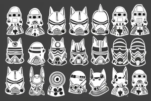 black cat wearing star wars helmet tattoo idea
