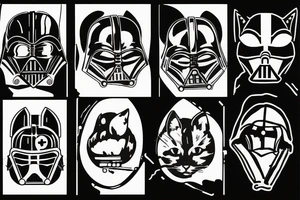 black cat wearing star wars helmet tattoo idea