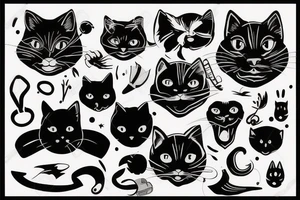 black cat wearing helmet tattoo idea