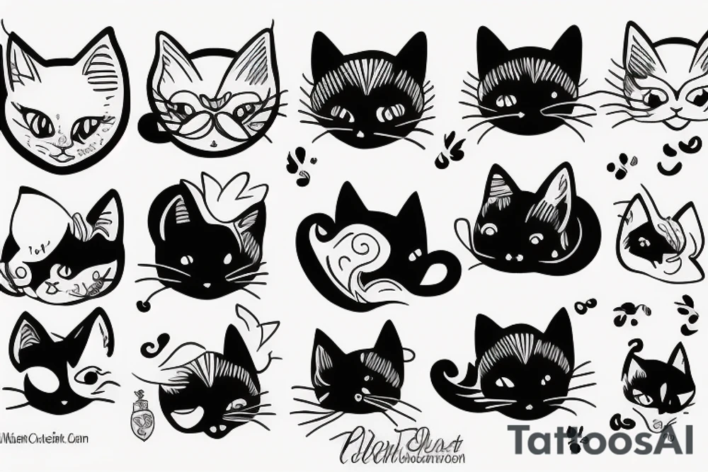small black cat walking tattoo idea