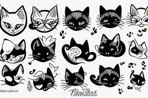 small black cat walking tattoo idea