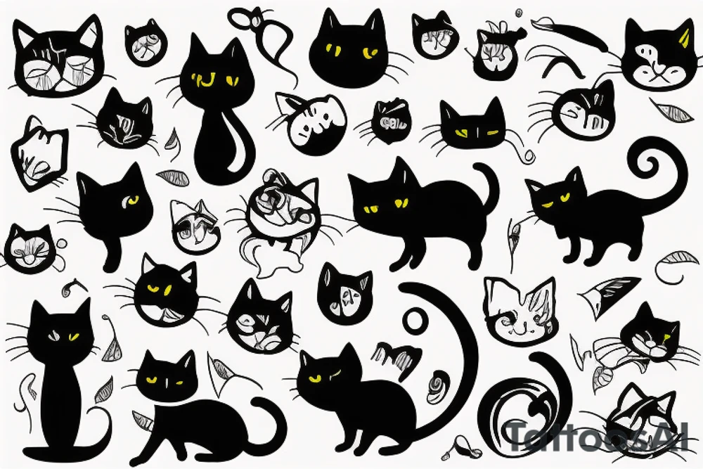 small black cat walking tattoo idea
