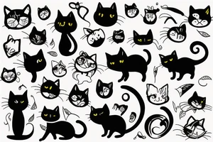 small black cat walking tattoo idea