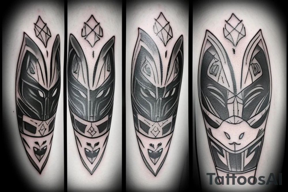 black cat wearing mandalorian armour tattoo idea