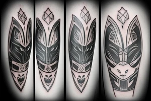 black cat wearing mandalorian armour tattoo idea