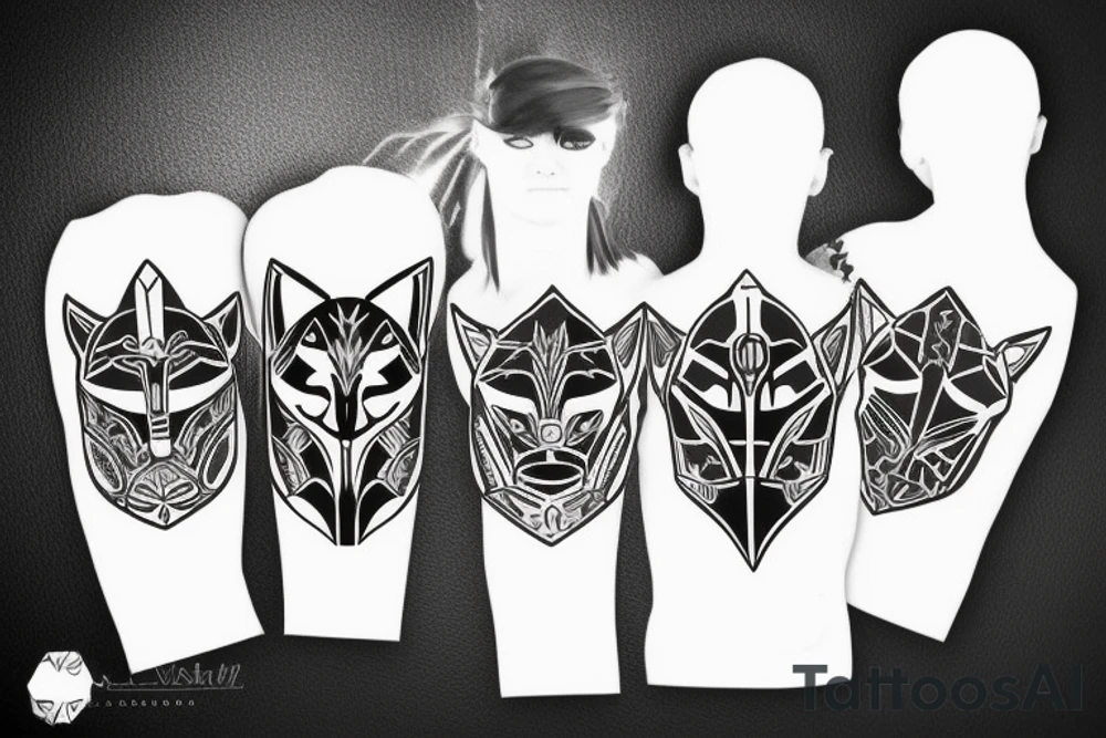 black cat wearing mandalorian armour tattoo idea