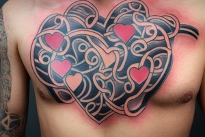 Open zipper down the middle of chest
exposing the inside of the chest cavity.
Main feature being the heart which has had surgery, so needs to look medically repaired. tattoo idea
