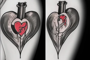 Anatomically correct heart that looks medically repaired tattoo idea