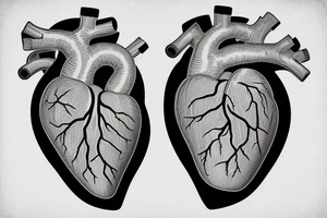 Anatomically correct heart that looks medically repaired coming out of a clothes zipper tattoo idea