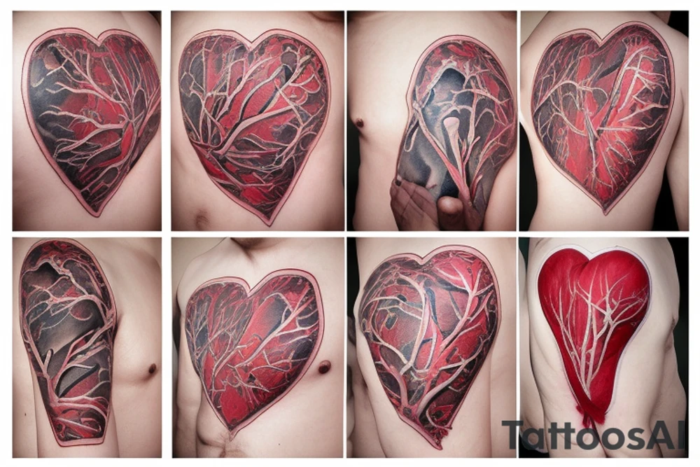 Anatomical Heart thats scarred from surgery tattoo idea