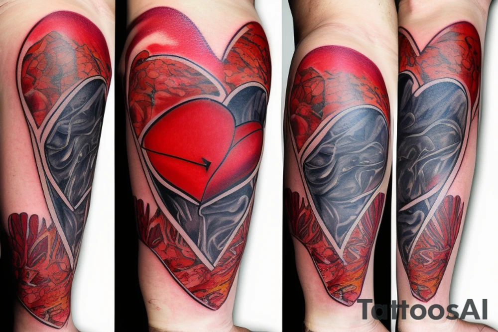 Anatomical Heart thats scarred from surgery tattoo idea