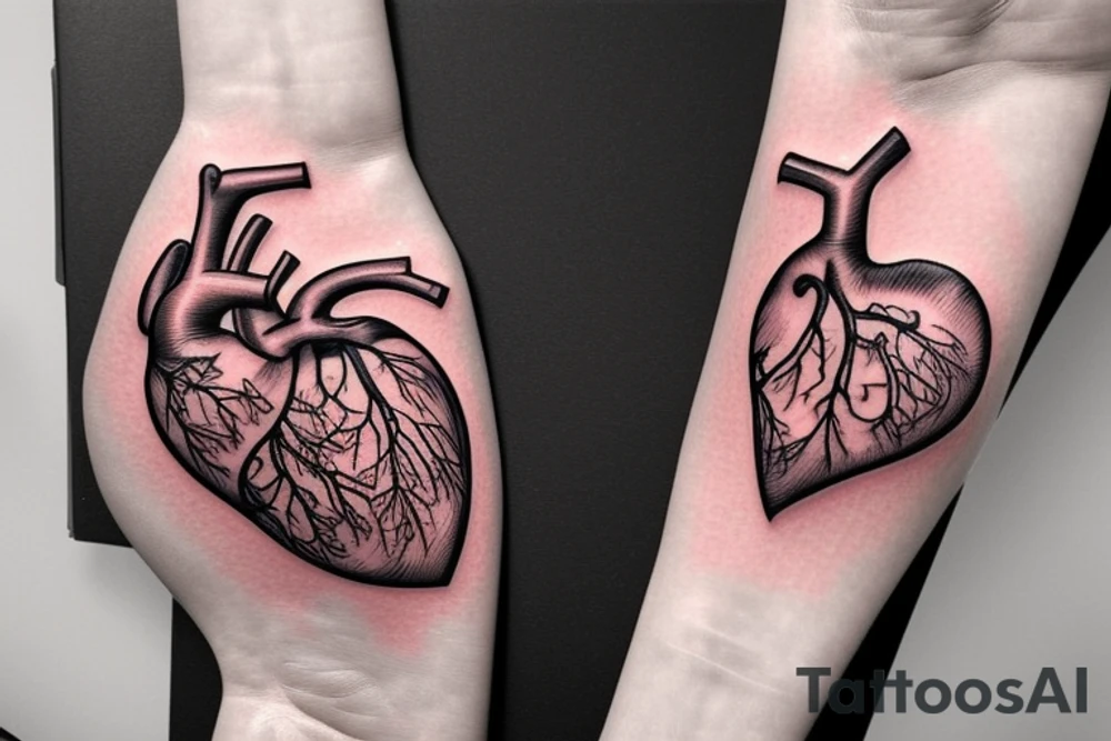 Anatomical Heart thats scarred from surgery tattoo idea