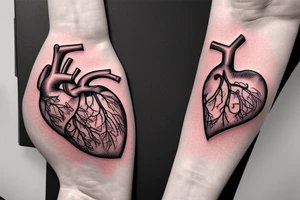 Anatomical Heart thats scarred from surgery tattoo idea