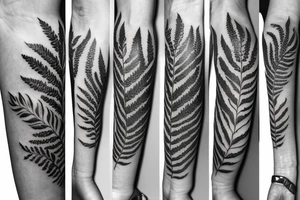 cornflowers, fern, rosehips botanical tattoo on 
forearm tattoo idea