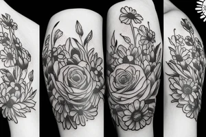 two cornflower plants and flowers tattoo idea
