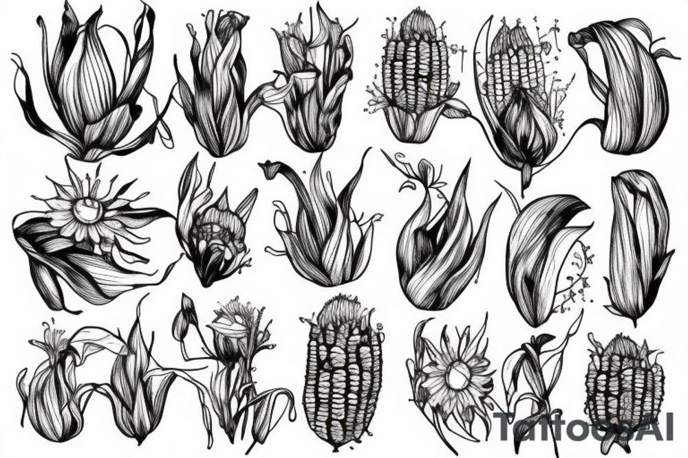 corn flower plant tattoo idea