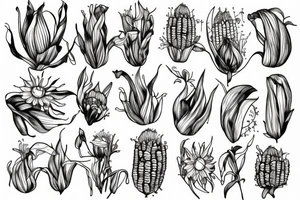 corn flower plant tattoo idea