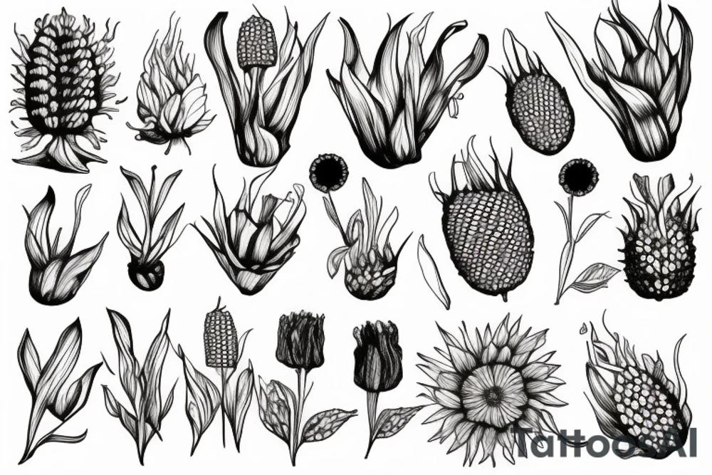 corn flower plant tattoo idea