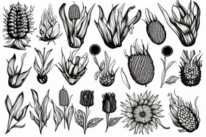 corn flower plant tattoo idea
