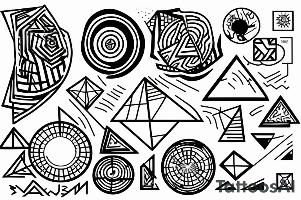 Triangle with a Circle inside and a line running through it tattoo idea Triangle with a Circle inside and a line running through it tattoo idea