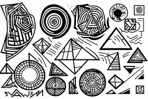Triangle with a Circle inside and a line running through it tattoo idea