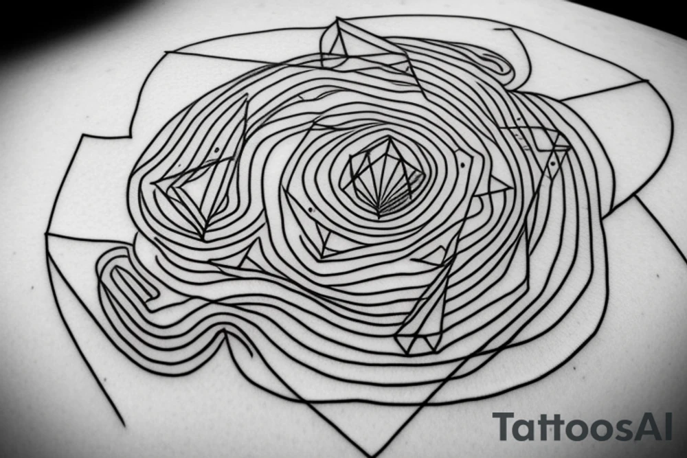 Triangle with a Circle inside and a line running through it tattoo idea
