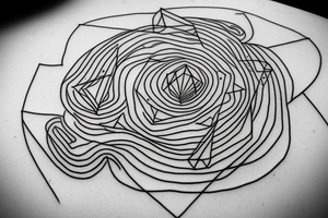 Triangle with a Circle inside and a line running through it tattoo idea