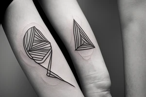 Triangle with a Circle inside and a line running through it tattoo idea