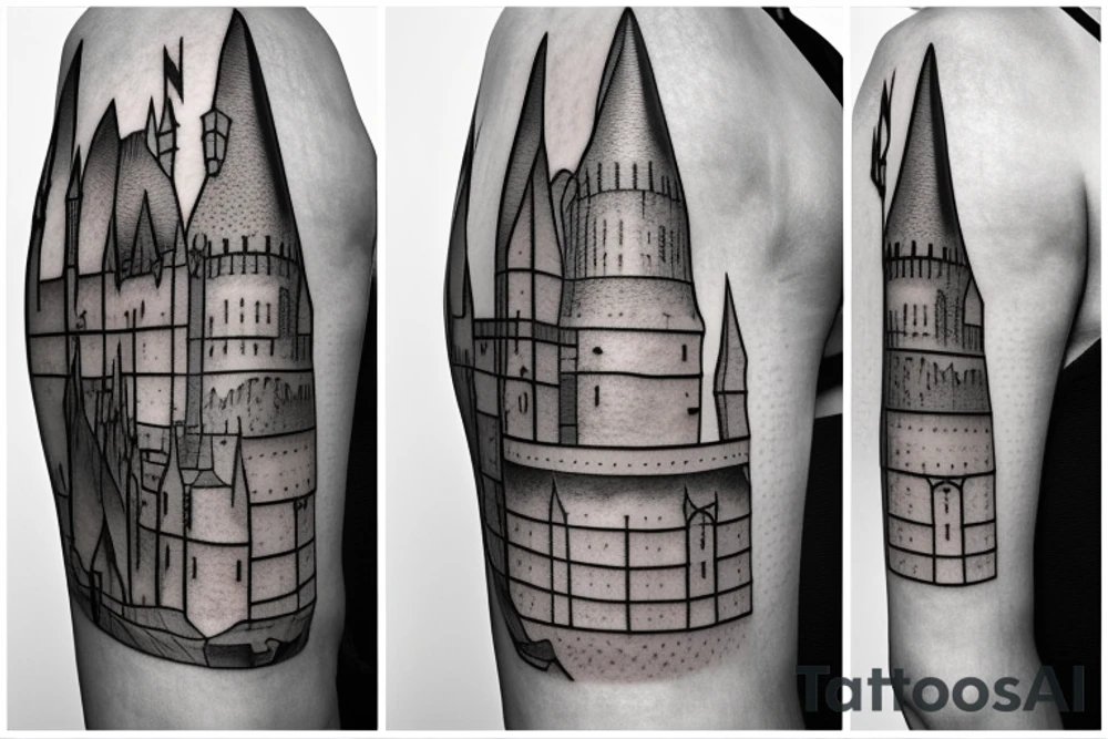 Outline of hogwarts castle from harry potter tattoo idea