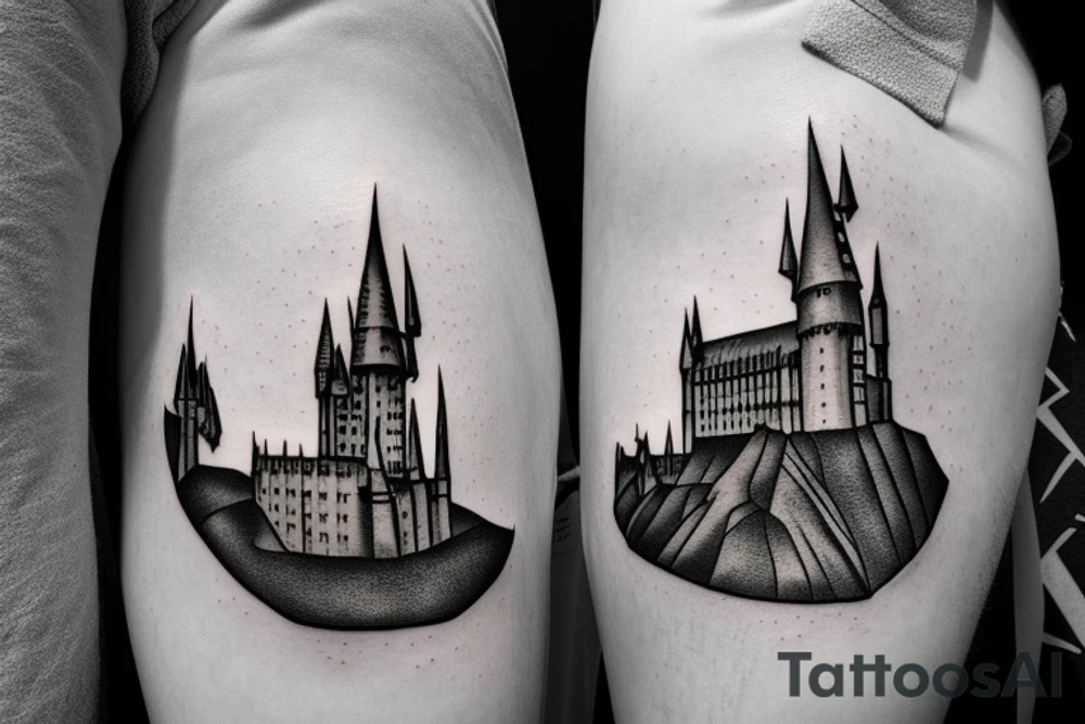 Outline of hogwarts castle from harry potter tattoo idea