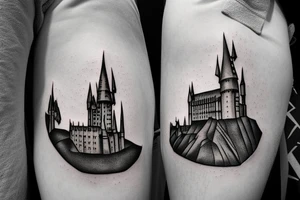 Outline of hogwarts castle from harry potter tattoo idea