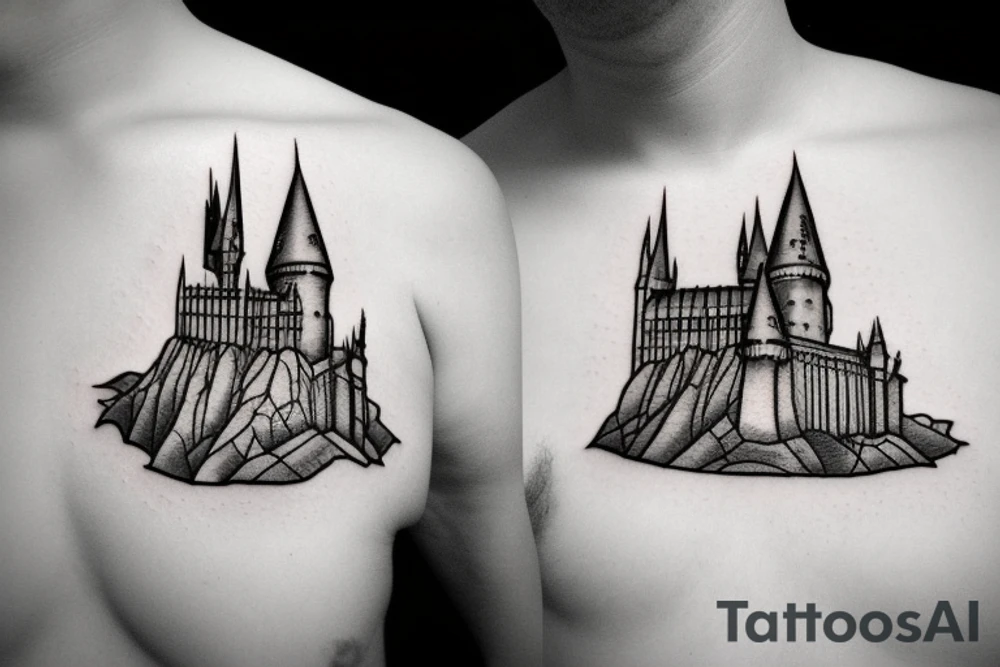 Outline of hogwarts castle from harry potter, small tattoo idea