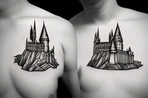 Outline of hogwarts castle from harry potter, small tattoo idea