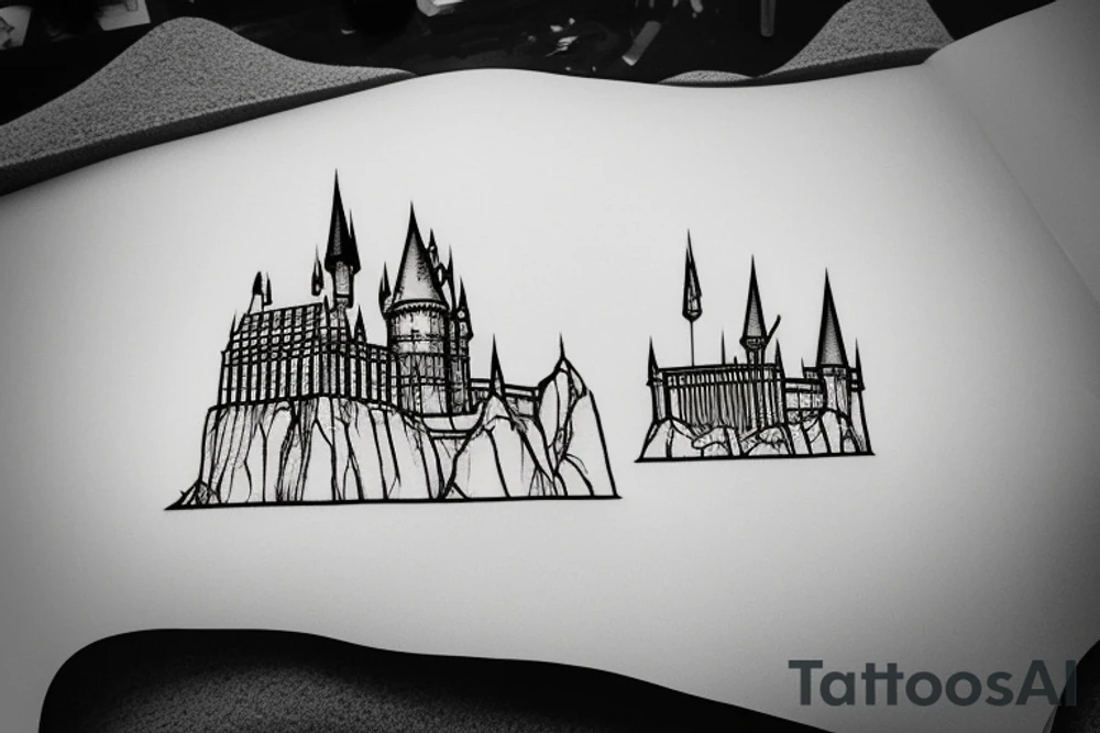 Outline of hogwarts castle from harry potter, small tattoo idea