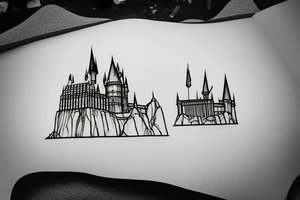 Outline of hogwarts castle from harry potter, small tattoo idea