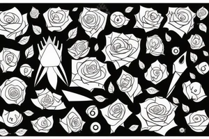 Scissors cutting rose with eyes tattoo idea