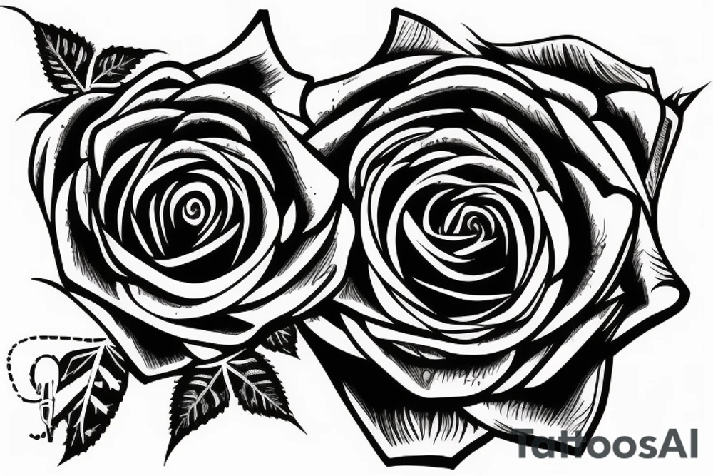 Scissors cutting rose with eyes tattoo idea