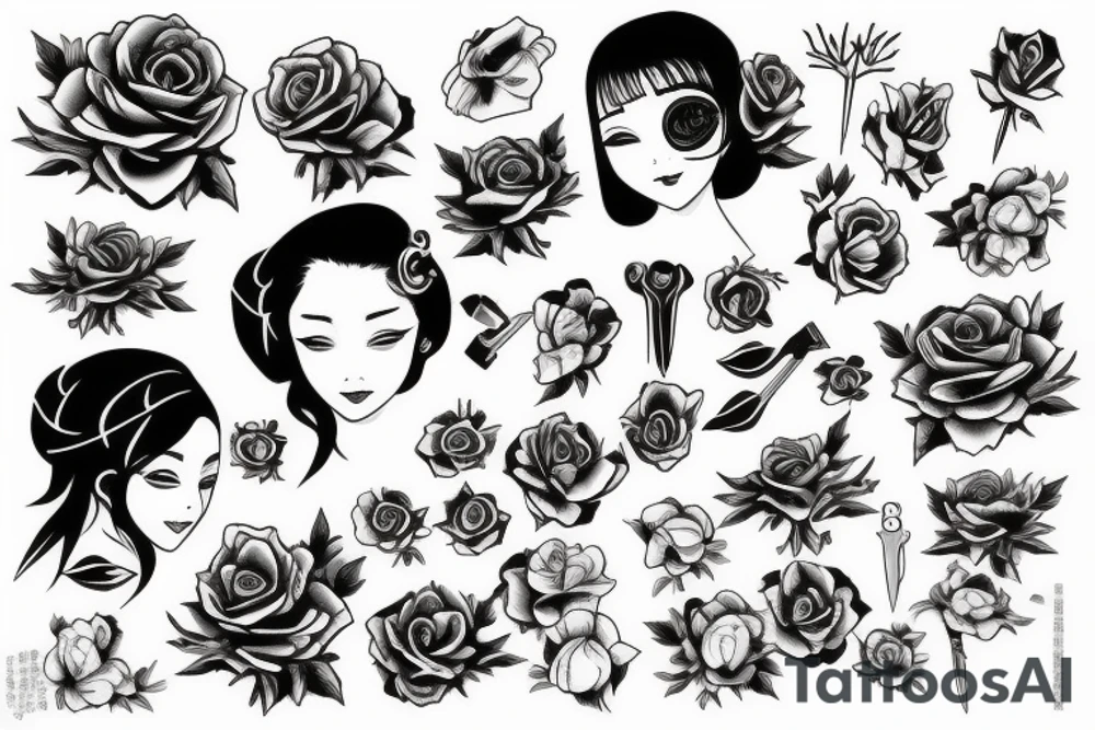 Scissors cutting rose tattoo idea