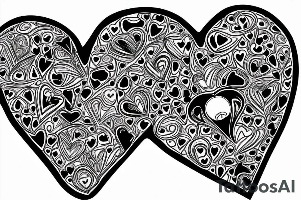 Heart shaped red gem inside a penguin with black and grey filigree pattern surrounding it tattoo idea
