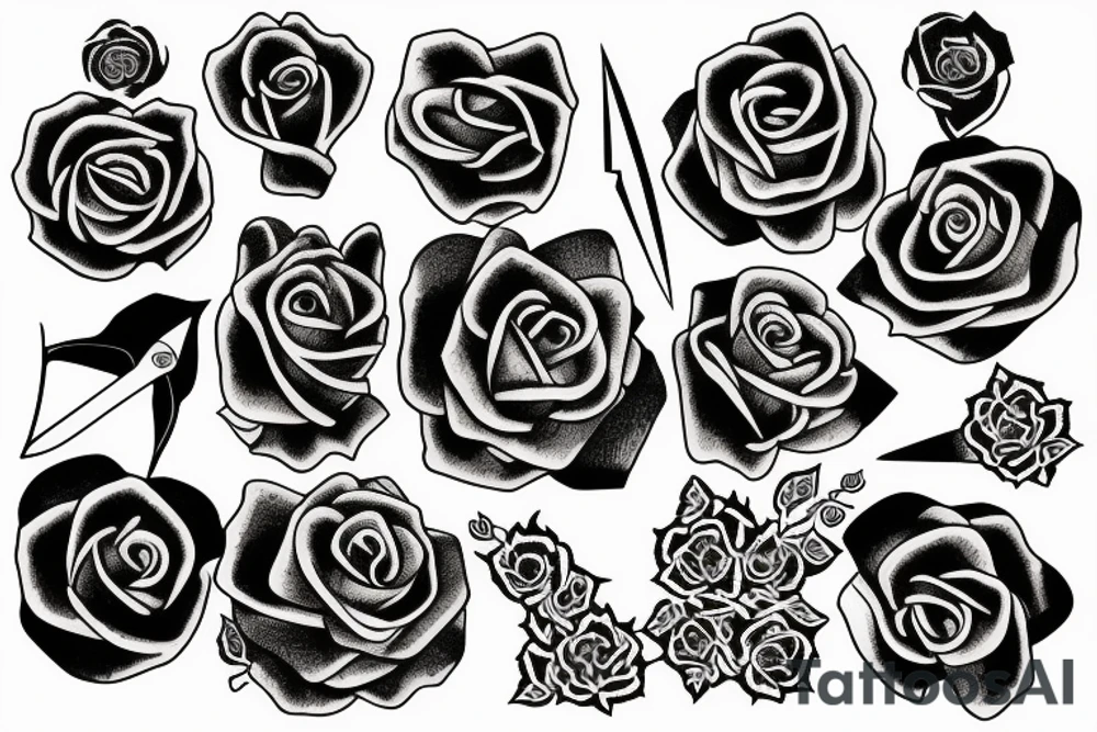 Scissors cutting rose tattoo idea
