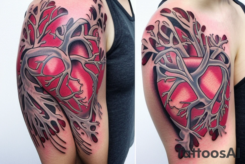 Anatomical Heart that has been repaired from surgery tattoo idea