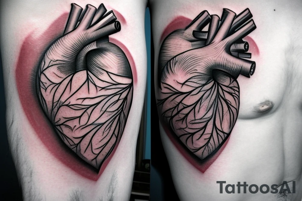 Anatomical Heart that has been repaired from surgery tattoo idea