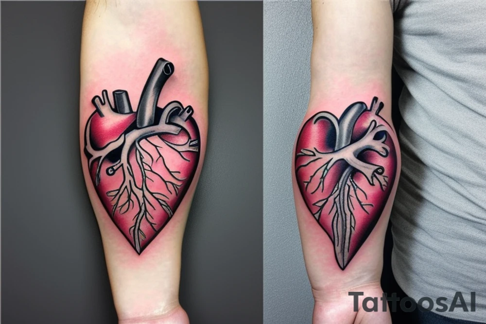 Anatomical Heart that has been repaired from surgery tattoo idea