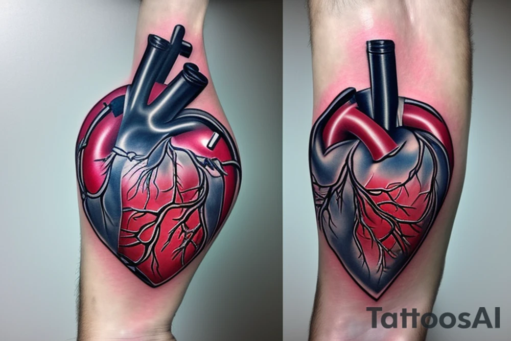 Anatomical Heart that has been repaired from surgery tattoo idea