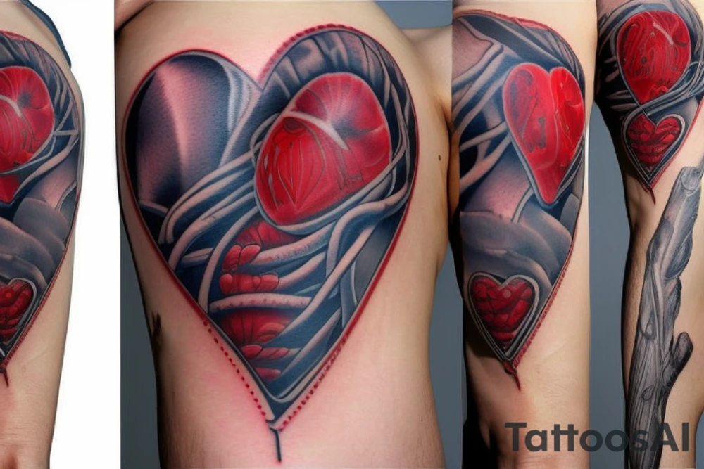 Anatomical Heart that has been repaired from surgery tattoo idea