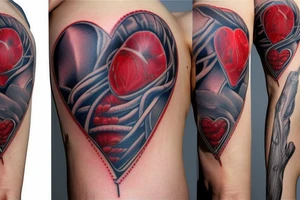 Anatomical Heart that has been repaired from surgery tattoo idea