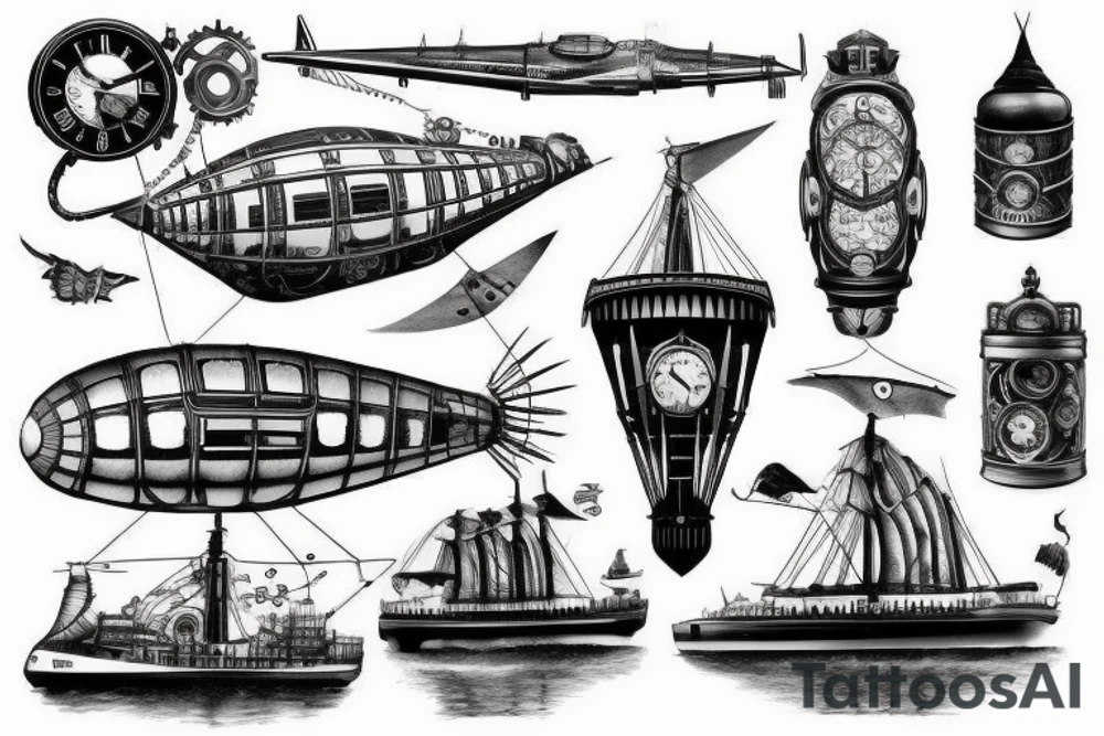 Airship steampunk tattoo idea