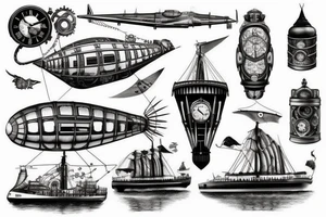 Airship steampunk tattoo idea